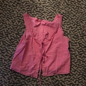 SHEIN Pink Tie-Front Sleeveless Blouse